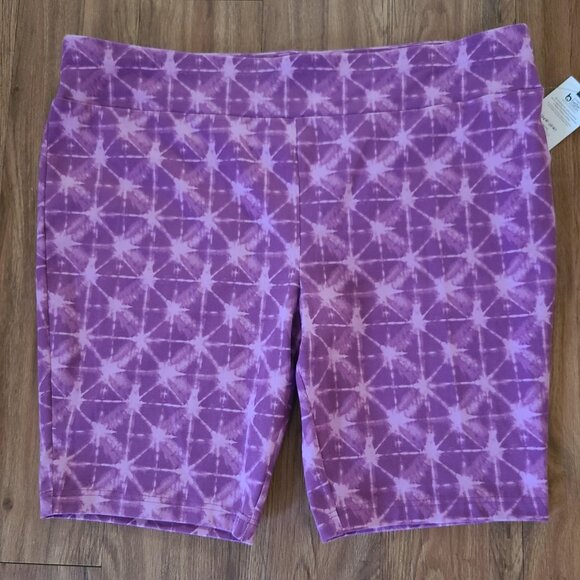 Terra & Sky Women’s Plus Biker Shorts 9" Inseam Shibori Violet Pink Size 0X - Picture 3 of 7